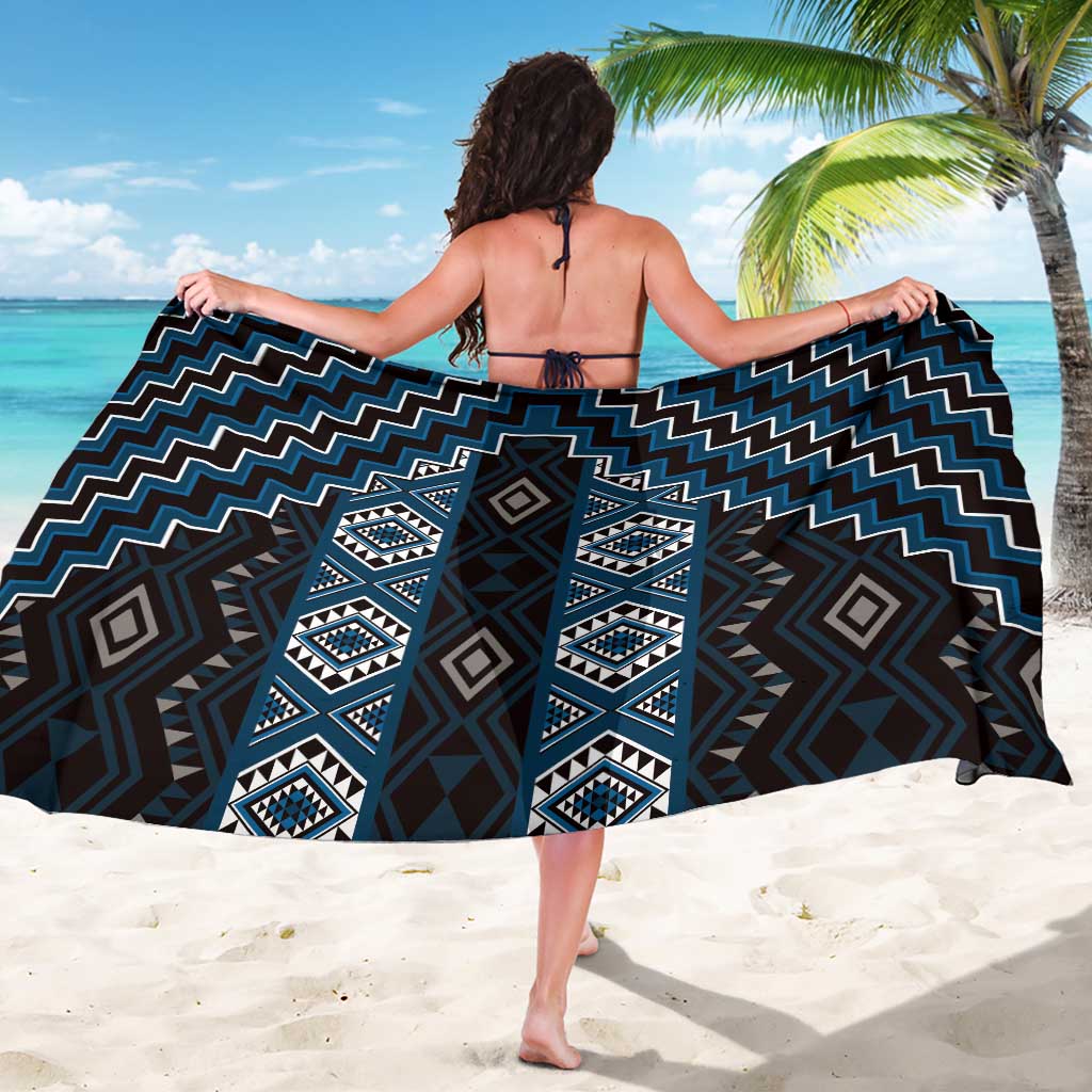 New Zealand Aotearoa Sarong Blue Poutama With Taniko Pattern LT05