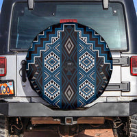 New Zealand Aotearoa Spare Tire Cover Blue Poutama With Taniko Pattern LT05 Blue - Polynesian Pride
