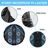 New Zealand Aotearoa Spare Tire Cover Blue Poutama With Taniko Pattern LT05 - Polynesian Pride