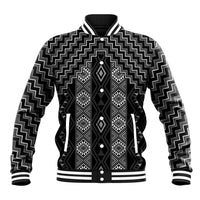 New Zealand Aotearoa Baseball Jacket Black Poutama With Taniko Pattern LT05