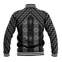 New Zealand Aotearoa Baseball Jacket Black Poutama With Taniko Pattern LT05