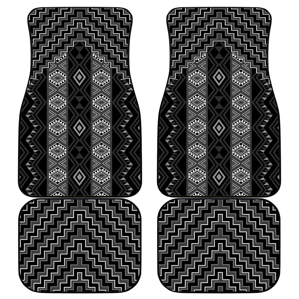 New Zealand Aotearoa Car Mats Black Poutama With Taniko Pattern LT05