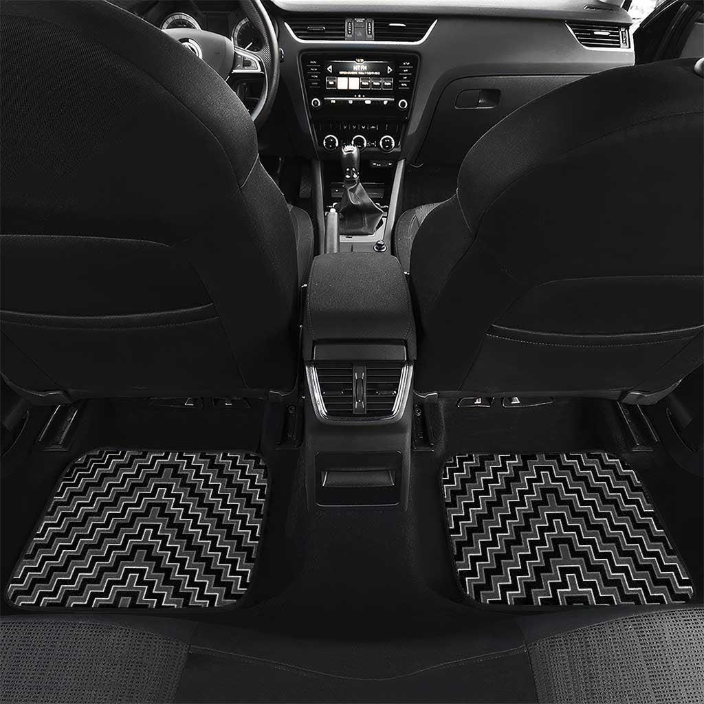 New Zealand Aotearoa Car Mats Black Poutama With Taniko Pattern LT05