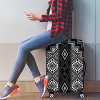New Zealand Aotearoa Luggage Cover Black Poutama With Taniko Pattern LT05