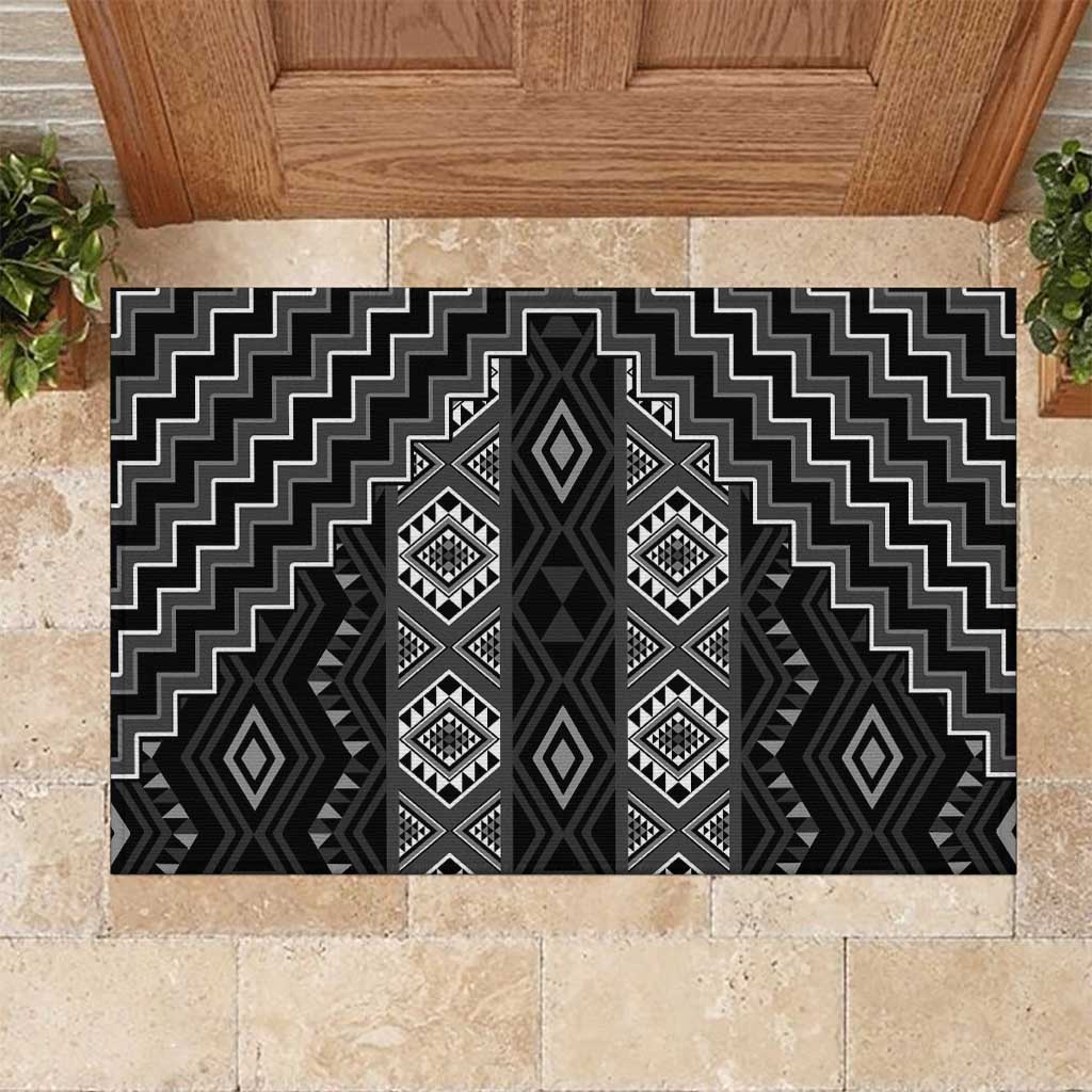 New Zealand Aotearoa Rubber Doormat Black Poutama With Taniko Pattern LT05
