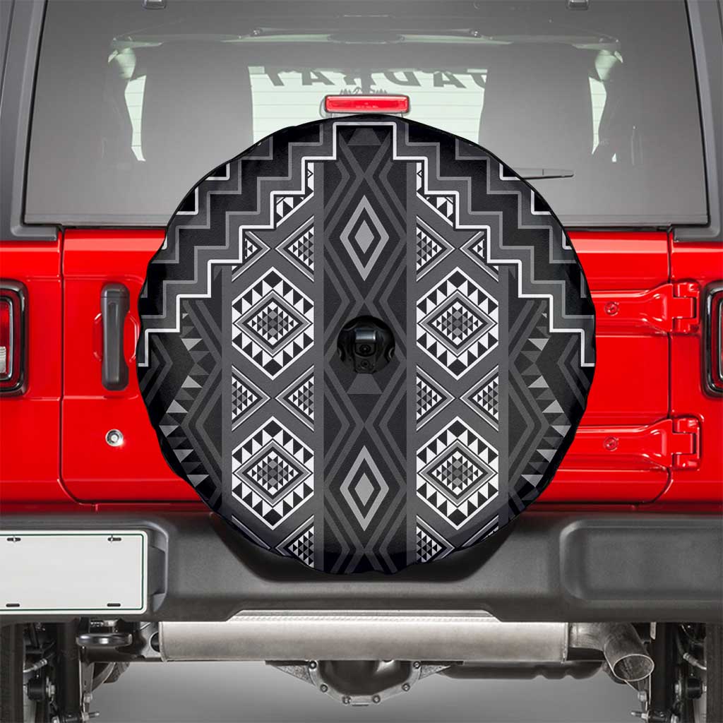New Zealand Aotearoa Spare Tire Cover Black Poutama With Taniko Pattern LT05