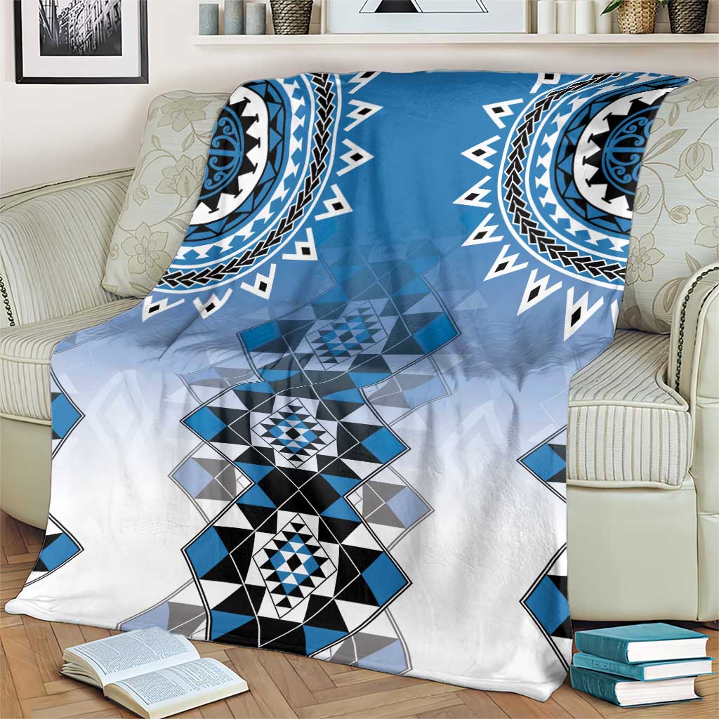 New Zealand Blanket Poutama Mix Blue Taniko Inspired Art LT05