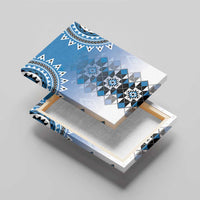 New Zealand Canvas Wall Art Poutama Mix Blue Taniko Inspired Art LT05