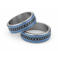 New Zealand Classic Ring Poutama Mix Blue Taniko Inspired Art - Polynesian Pride
