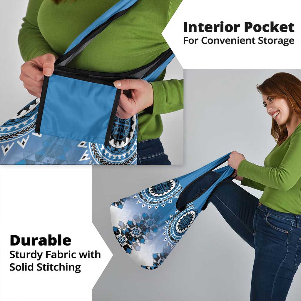 New Zealand Grocery Bag Poutama Mix Blue Taniko Inspired Art