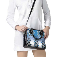 New Zealand Shoulder Handbag Poutama Mix Blue Taniko Inspired Art LT05