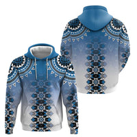 New Zealand Zip Hoodie Poutama Mix Blue Taniko Inspired Art LT05