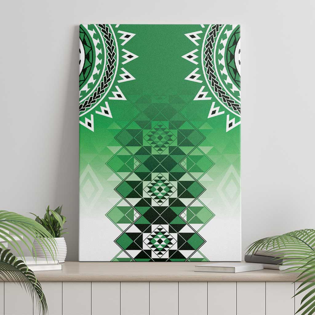 New Zealand Canvas Wall Art Poutama Mix Green Taniko Inspired Art LT05