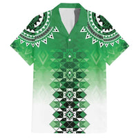 New Zealand Family Matching Long Sleeve Bodycon Dress and Hawaiian Shirt Poutama Mix Green Taniko Inspired Art LT05