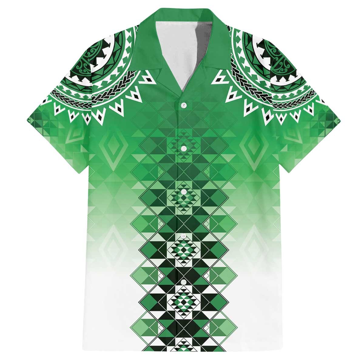 New Zealand Family Matching Off The Shoulder Long Sleeve Dress and Hawaiian Shirt Poutama Mix Green Taniko Inspired Art LT05