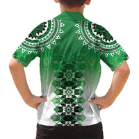 New Zealand Family Matching Tank Maxi Dress and Hawaiian Shirt Poutama Mix Green Taniko Inspired Art LT05