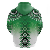 New Zealand Hoodie Poutama Mix Green Taniko Inspired Art LT05