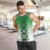 New Zealand Men Tank Top Poutama Mix Green Taniko Inspired Art LT05 Green - Polynesian Pride