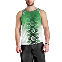 New Zealand Men Tank Top Poutama Mix Green Taniko Inspired Art LT05 - Polynesian Pride