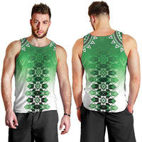 New Zealand Men Tank Top Poutama Mix Green Taniko Inspired Art LT05 - Polynesian Pride