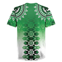 New Zealand Rugby Jersey Poutama Mix Green Taniko Inspired Art LT05