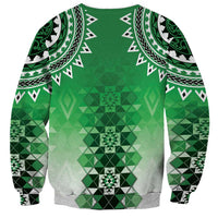 New Zealand Sweatshirt Poutama Mix Green Taniko Inspired Art LT05 - Polynesian Pride