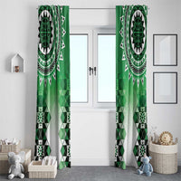 New Zealand Window Curtain Poutama Mix Green Taniko Inspired Art LT05