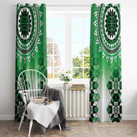 New Zealand Window Curtain Poutama Mix Green Taniko Inspired Art LT05