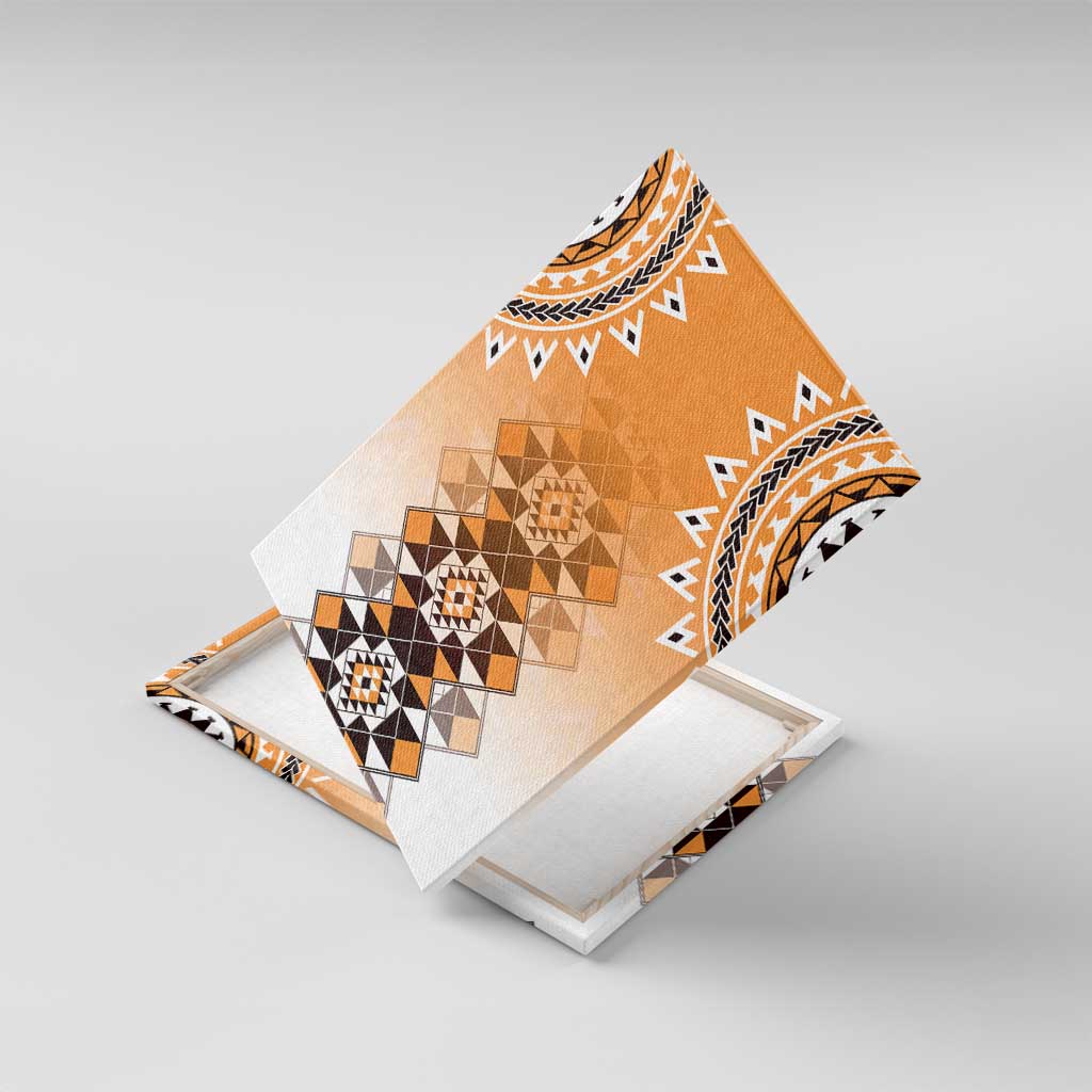 New Zealand Canvas Wall Art Poutama Mix Orange Taniko Inspired Art LT05