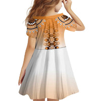 New Zealand Family Matching Long Sleeve Bodycon Dress and Hawaiian Shirt Poutama Mix Orange Taniko Inspired Art LT05 - Polynesian Pride