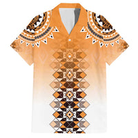 New Zealand Family Matching Long Sleeve Bodycon Dress and Hawaiian Shirt Poutama Mix Orange Taniko Inspired Art LT05 Dad's Shirt - Short Sleeve Orange - Polynesian Pride