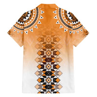 New Zealand Family Matching Long Sleeve Bodycon Dress and Hawaiian Shirt Poutama Mix Orange Taniko Inspired Art LT05 - Polynesian Pride