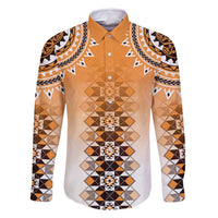 New Zealand Family Matching Long Sleeve Bodycon Dress and Hawaiian Shirt Poutama Mix Orange Taniko Inspired Art LT05 Dad's Shirt - Long Sleeve Orange - Polynesian Pride