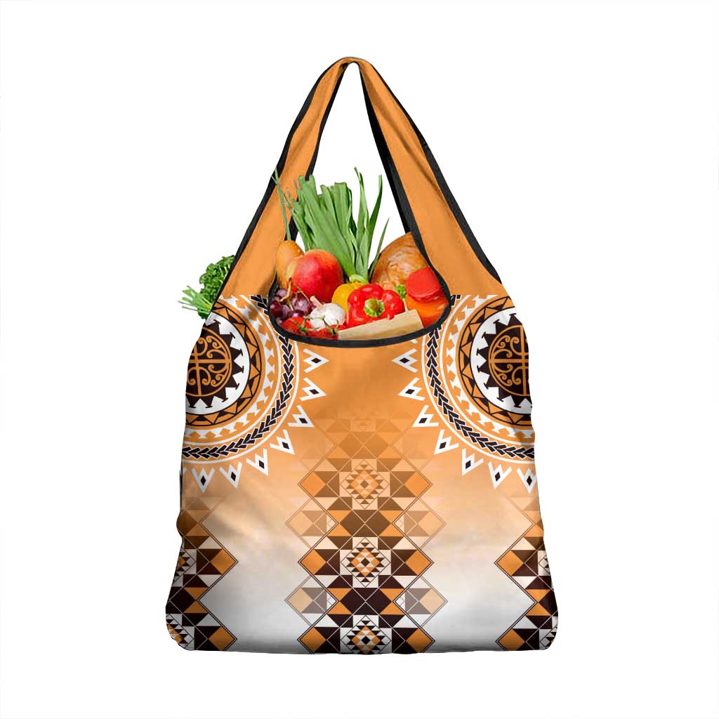 New Zealand Grocery Bag Poutama Mix Orange Taniko Inspired Art