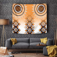 New Zealand Tapestry Poutama Mix Orange Taniko Inspired Art LT05 Orange - Polynesian Pride