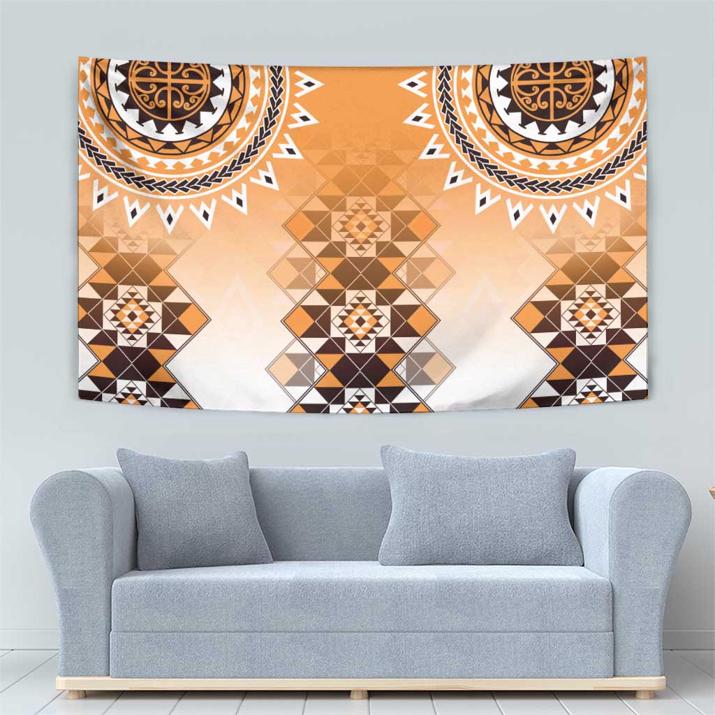 New Zealand Tapestry Poutama Mix Orange Taniko Inspired Art LT05 - Polynesian Pride