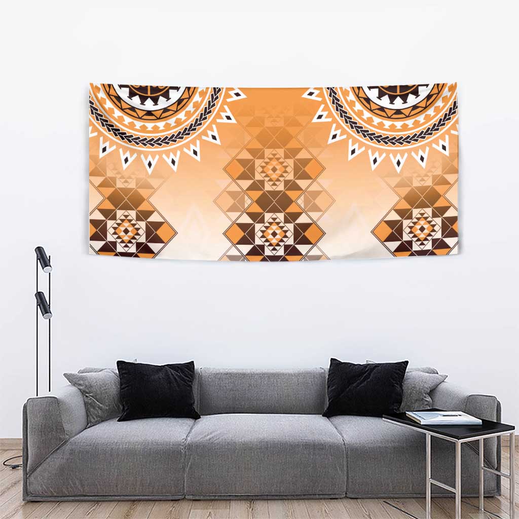 New Zealand Tapestry Poutama Mix Orange Taniko Inspired Art LT05 - Polynesian Pride
