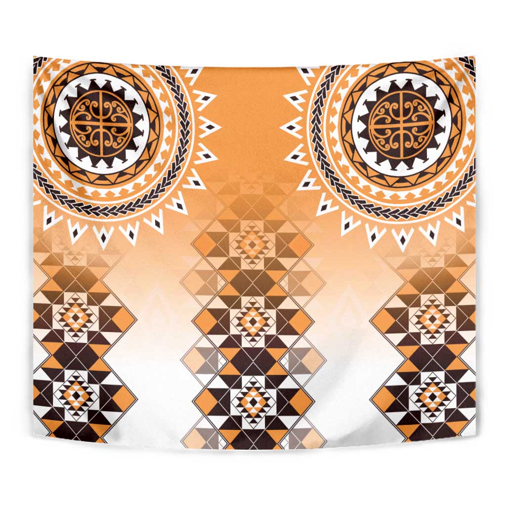 New Zealand Tapestry Poutama Mix Orange Taniko Inspired Art LT05 - Polynesian Pride