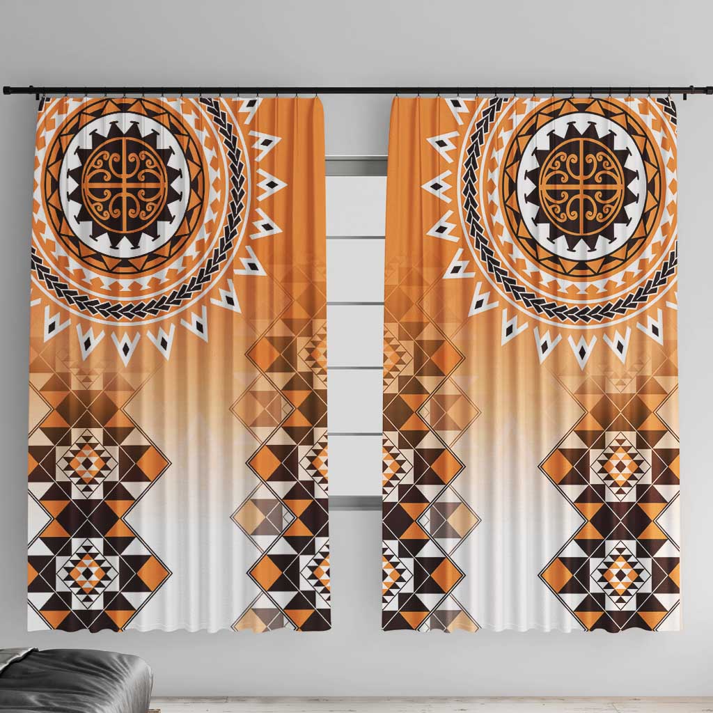 New Zealand Window Curtain Poutama Mix Orange Taniko Inspired Art LT05