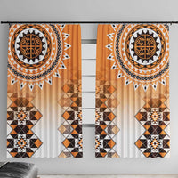 New Zealand Window Curtain Poutama Mix Orange Taniko Inspired Art LT05
