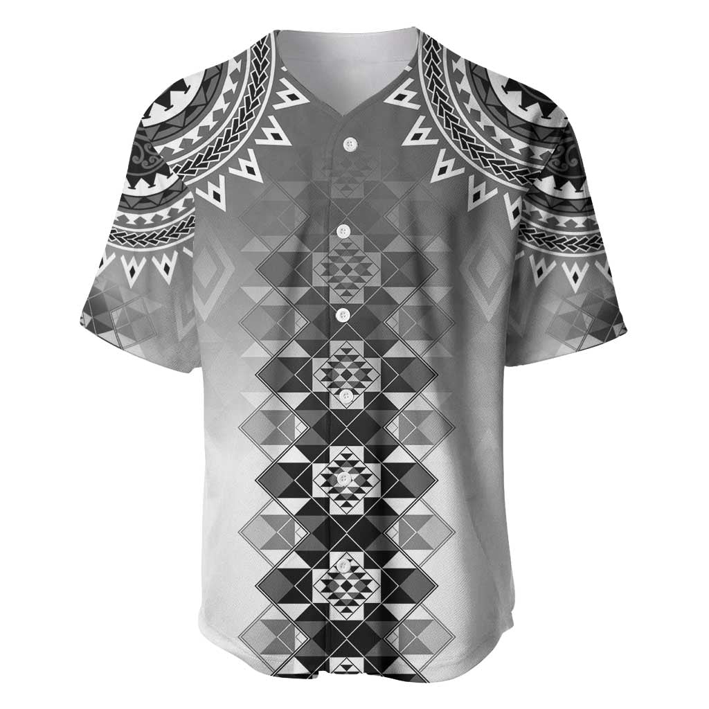 New Zealand Baseball Jersey Poutama Mix Gray Taniko Inspired Art LT05 Gray - Polynesian Pride