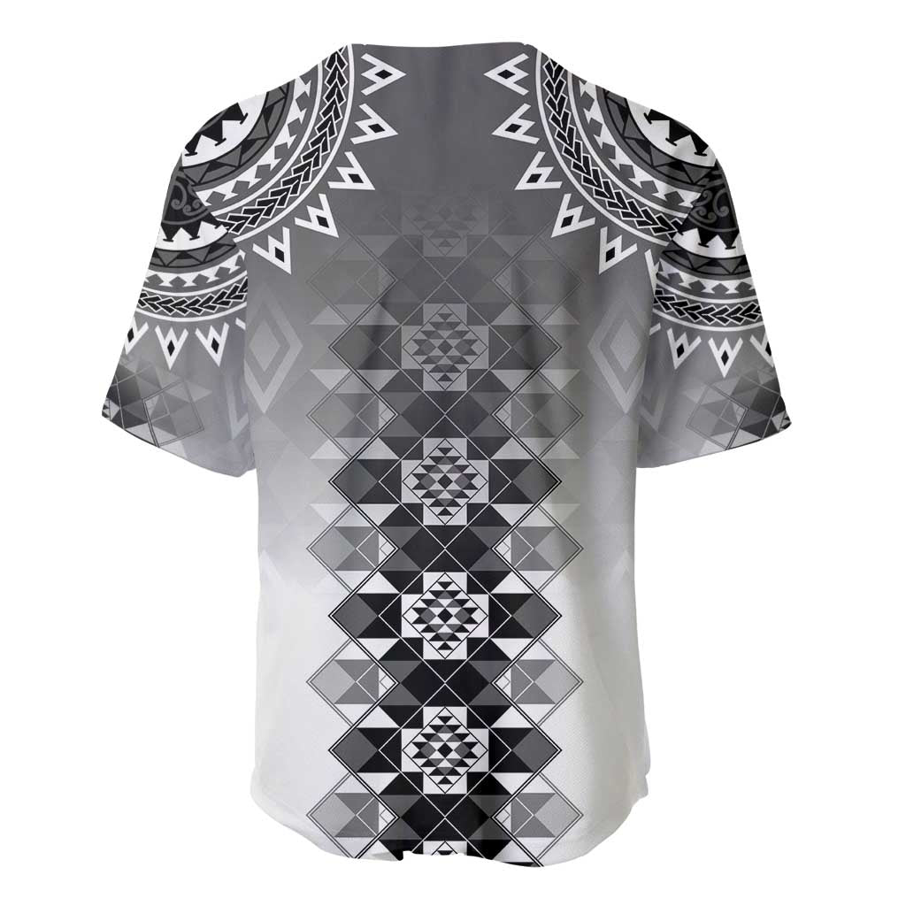 New Zealand Baseball Jersey Poutama Mix Gray Taniko Inspired Art LT05 - Polynesian Pride