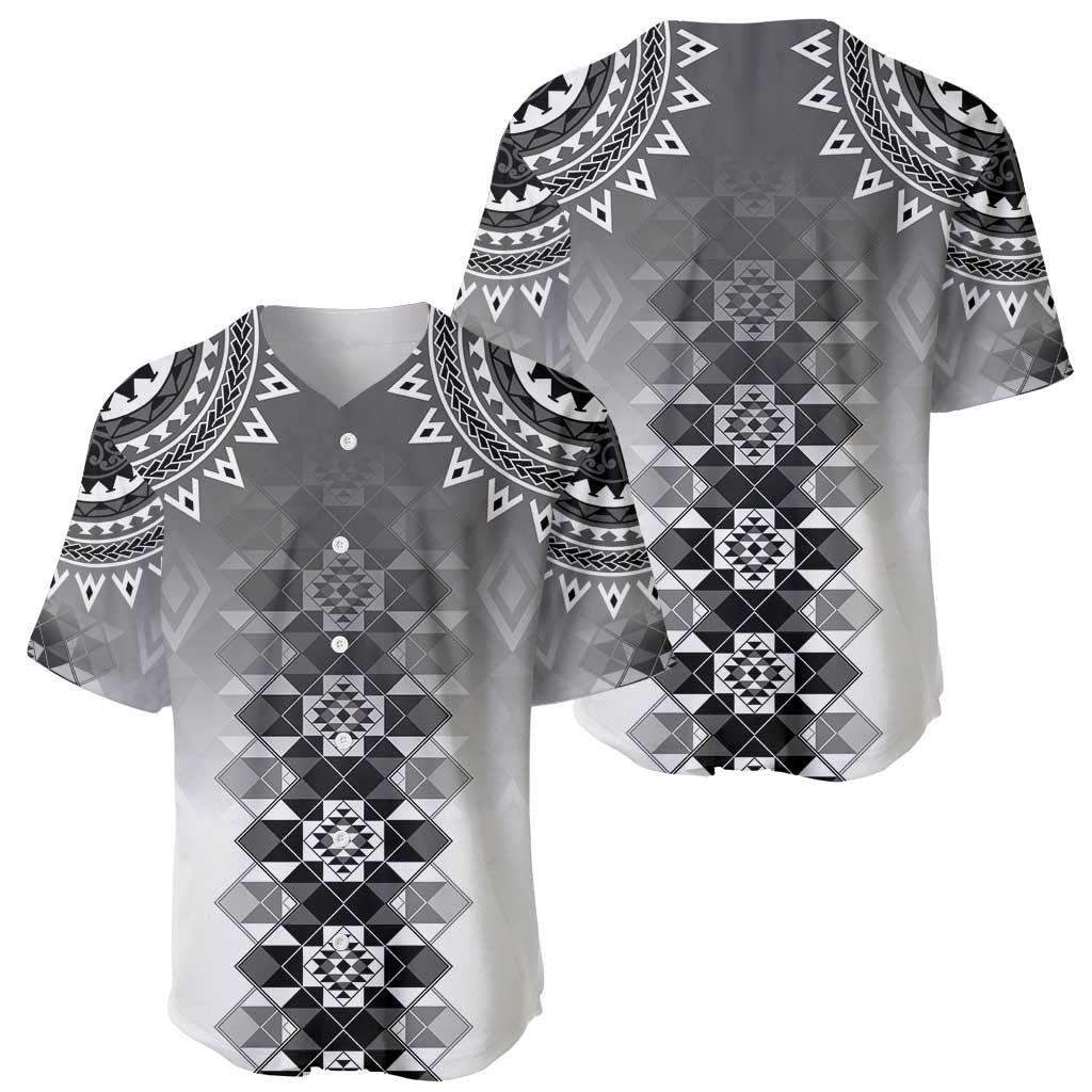 New Zealand Baseball Jersey Poutama Mix Gray Taniko Inspired Art LT05 - Polynesian Pride