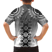 New Zealand Family Matching Long Sleeve Bodycon Dress and Hawaiian Shirt Poutama Mix Gray Taniko Inspired Art LT05 - Polynesian Pride