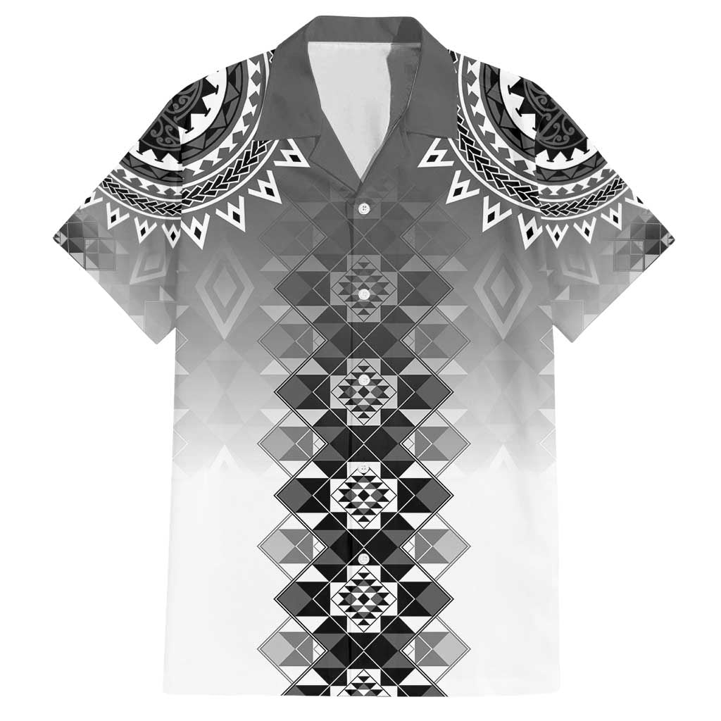 New Zealand Family Matching Long Sleeve Bodycon Dress and Hawaiian Shirt Poutama Mix Gray Taniko Inspired Art LT05 Dad's Shirt - Short Sleeve Gray - Polynesian Pride