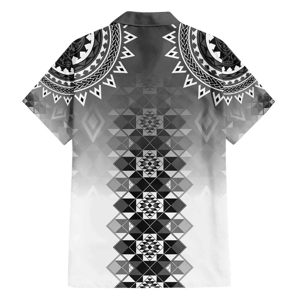 New Zealand Family Matching Long Sleeve Bodycon Dress and Hawaiian Shirt Poutama Mix Gray Taniko Inspired Art LT05 - Polynesian Pride