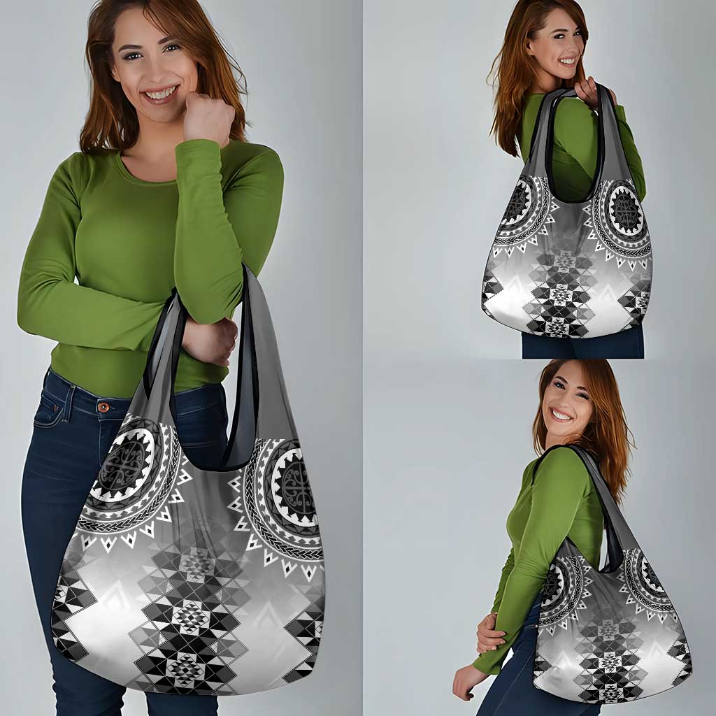 New Zealand Grocery Bag Poutama Mix Gray Taniko Inspired Art