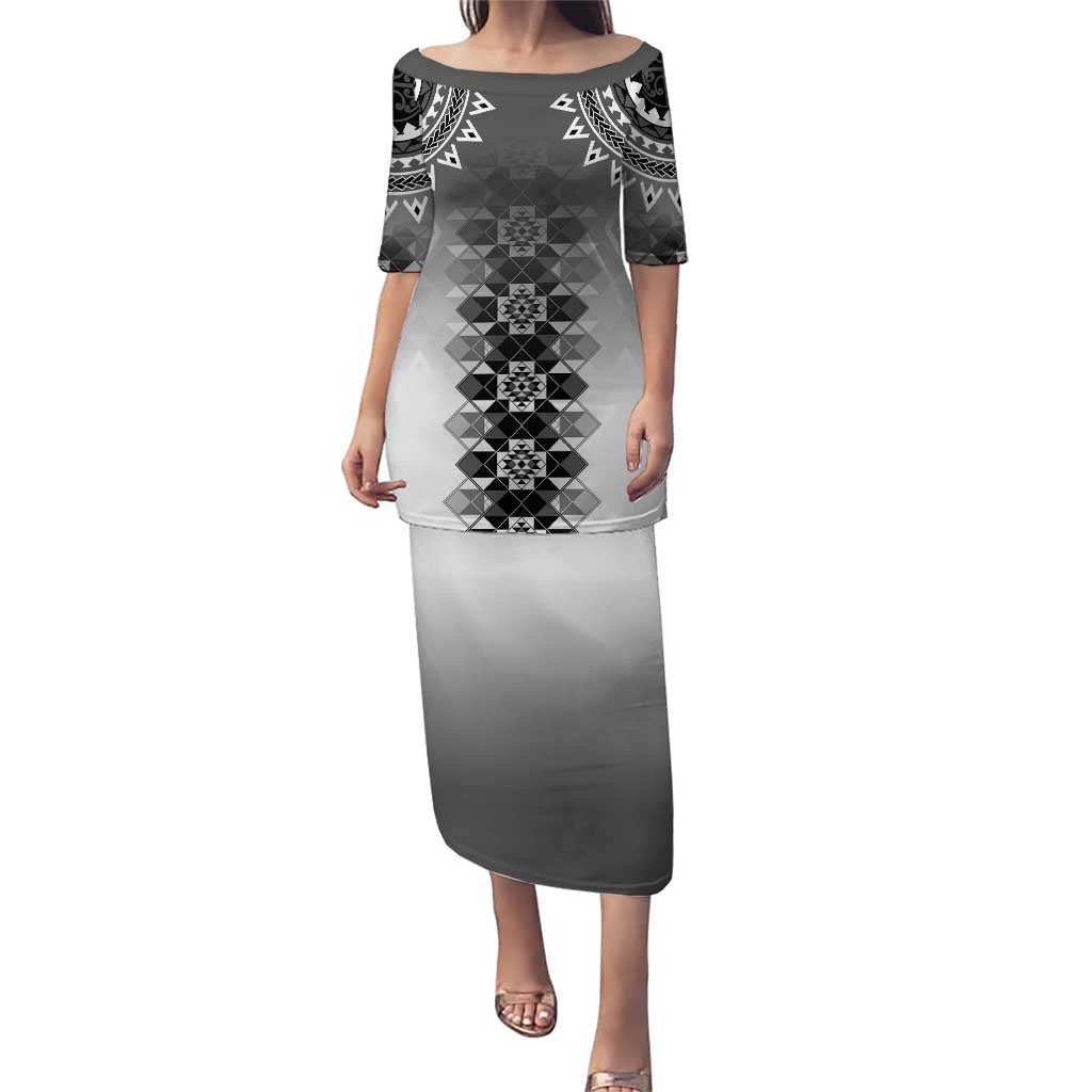 New Zealand Puletasi Poutama Mix Gray Taniko Inspired Art LT05