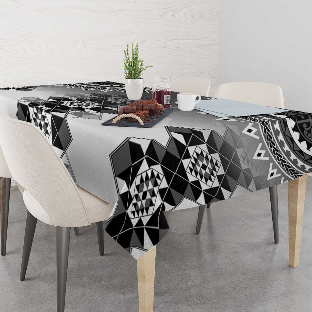 New Zealand Tablecloth Poutama Mix Gray Taniko Inspired Art LT05