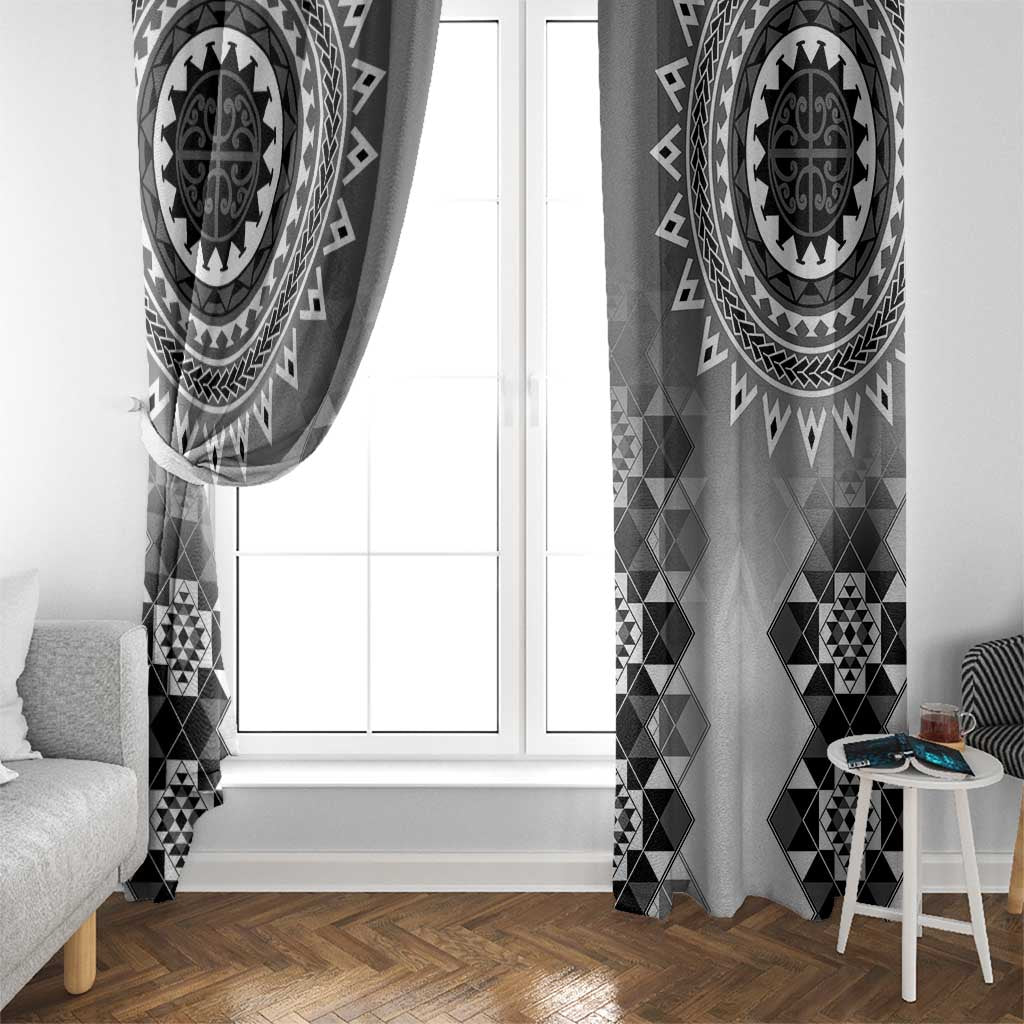 New Zealand Window Curtain Poutama Mix Gray Taniko Inspired Art LT05